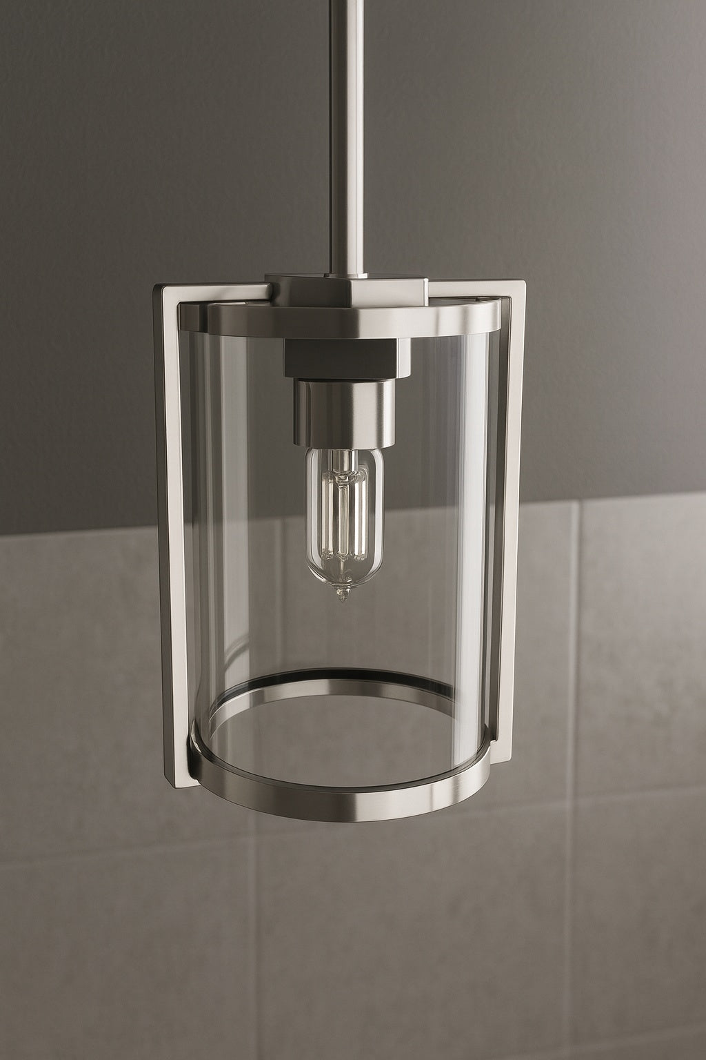 Astwood 1 Light Brushed Nickel Mini Pendant with Glass Shade Kitchen Light