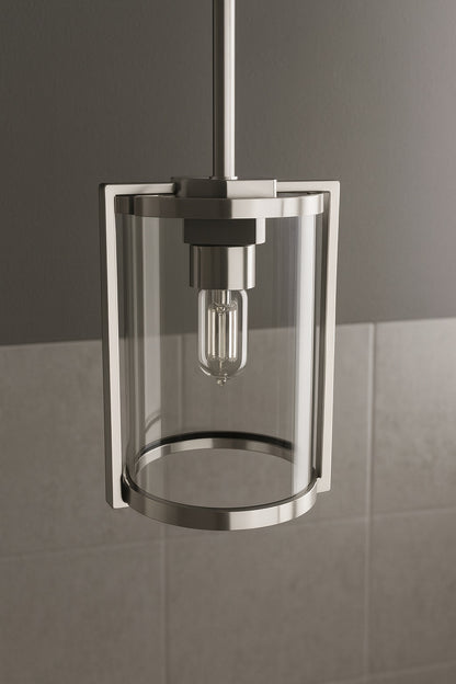 Astwood 1 Light Brushed Nickel Mini Pendant with Glass Shade Kitchen Light
