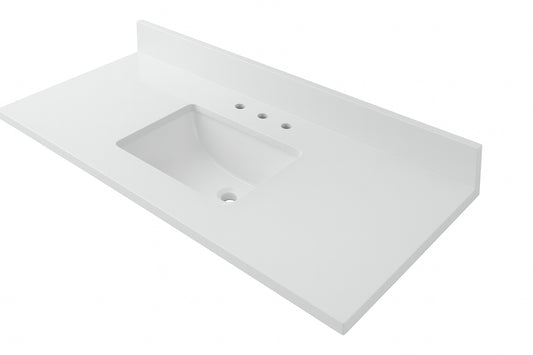 49 In W X 22 In D Quartz Vanity Top In Snow Orchid With White Ceramic Rectangular Single Sink Bt49Bq1388 Rs