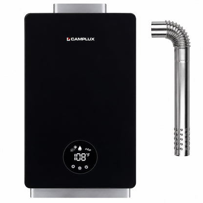 CAMPLUX Smart 3 18 GPM 82 000 BTU Natural Tankless Water Heater Indoor Black with Vent Pipe 2 Years Warranty