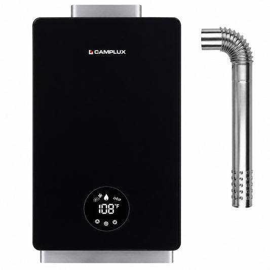 CAMPLUX Smart 3 18 GPM 82 000 BTU Natural Tankless Water Heater Indoor Black with Vent Pipe 2 Years Warranty