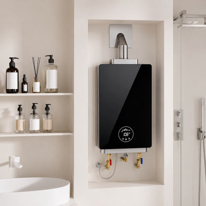 CAMPLUX Smart 3 18 GPM 82 000 BTU Natural Tankless Water Heater Indoor Black with Vent Pipe 2 Years Warranty