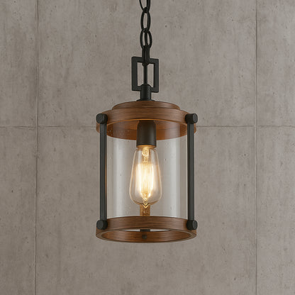 LNC Modern Farmhouse Brown Chandelier 1 Light Black Drum Mini Island Pendant light with Seeded Glass Shades 3IQUQNHD13508M6/317894726 810078492955 LNC