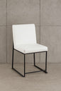 Fuji White Faux Leather and Black Steel High Back Dining Side Chair Set of 2 DC HBFUJI BKW2