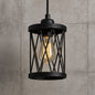LNC Modern Industrial Brushed Black Lantern Cage Pendant Light Kitchen Island 1-Light Hanging Lamp with Cylinder Metal Shade