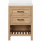 Home Decorators Collection Autumn 24 in Single Sink Freestanding Weathered Tan Bath Vanity with White Engineered Stone Top Assembled Autumn 24WT