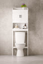 Bathroom Over-the-Toilet Storage 21.7 in. W x 66.9 in. H x 7.1 in. D Composite Rectangular Shelf in White