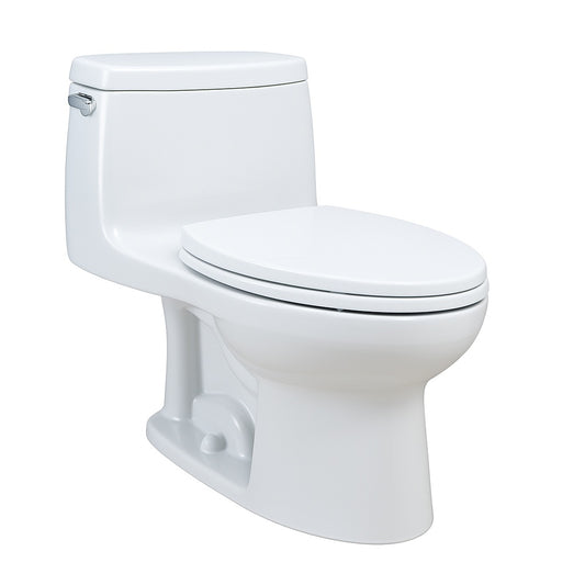 TOTO UltraMax II 12 in Rough In One Piece 1 28 GPF Single Flush Elongated Toilet in Cotton White SoftClose Seat Included