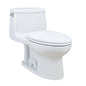 UltraMax II 12 in Rough In One Piece 1 28 GPF Single Flush Elongated Toilet in Cotton White SoftClose Seat Included