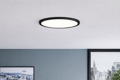 Commercial Electric 15 in Matte Black New Ultra Low Profile Integrated LED Flush Mount 5CCT 2 Pack