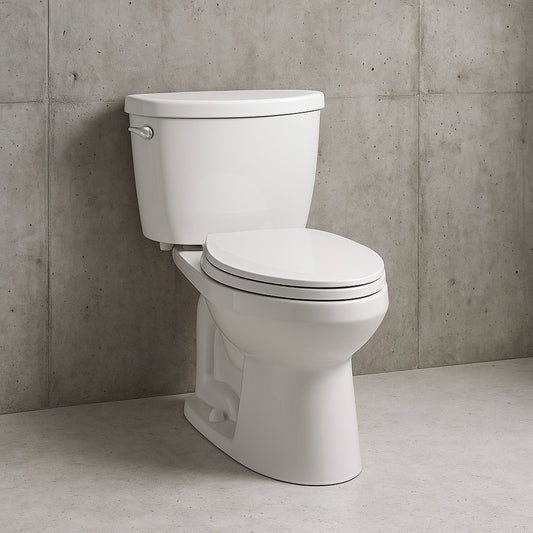 "Drake Modern 12 in. Rough In Two-Piece 1.28 GPF Single Flush Elongated Toilet in Cotton White, SoftClose Seat Included"