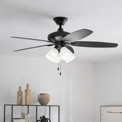 KICHLER Renew Premier 52 in Indoor Satin Black Dual Mount Ceiling Fan with LED Bulbs with Pull Chain