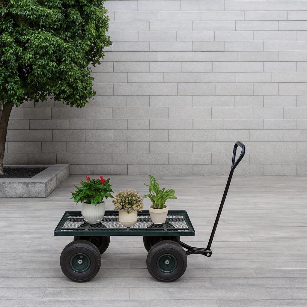 Karl home Steel Rectangle Garden Cart with 4 Wheels