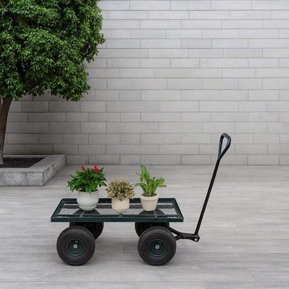 Karl home Steel Rectangle Garden Cart with 4 Wheels