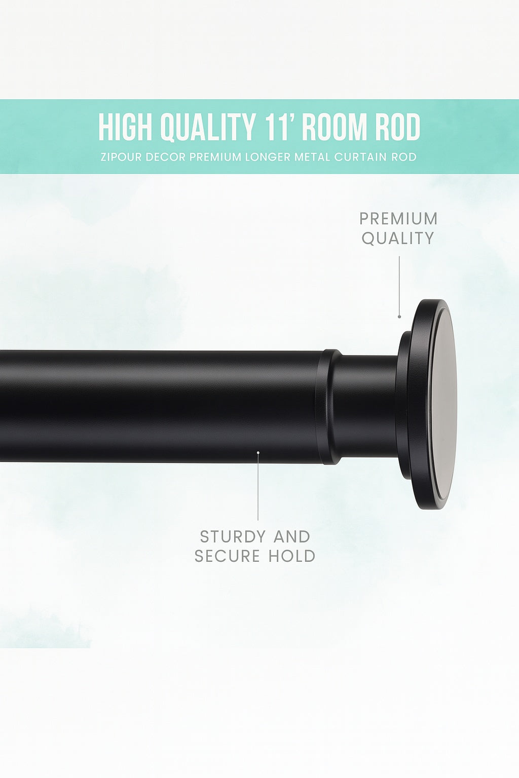 24 in. - 42 in. Adjustable Tension Curtain Rod in Matte Black