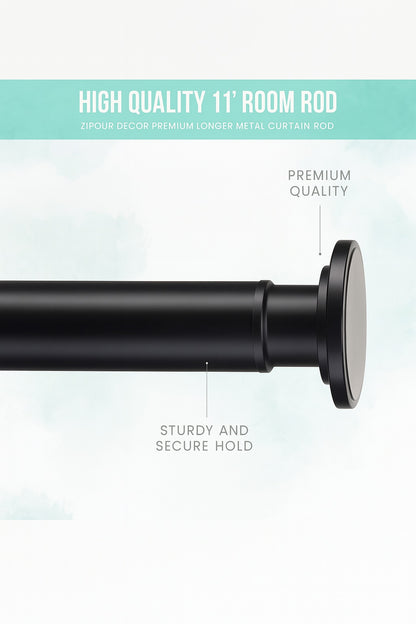 24 in. - 42 in. Adjustable Tension Curtain Rod in Matte Black