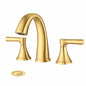 Magic Home 8 in Widespread 3 Hole Double Handle Bathroom Sink Faucet with Drain in Brushed Gold MS B0312 BG