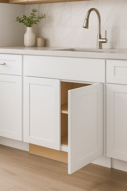 MILL'S PRIDE Richmond Verona White Plywood Shaker Ready to Assemble Base Kitchen Cabinet Soft Close 21 in W x 24 in D x 34 5 in H