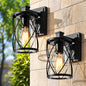 Uolfin Farmhouse Outdoor Porch Wall Light 1 Light Craftsman Black Patio Wall Lantern Sconce with Clear Glass Shade 2 Packs