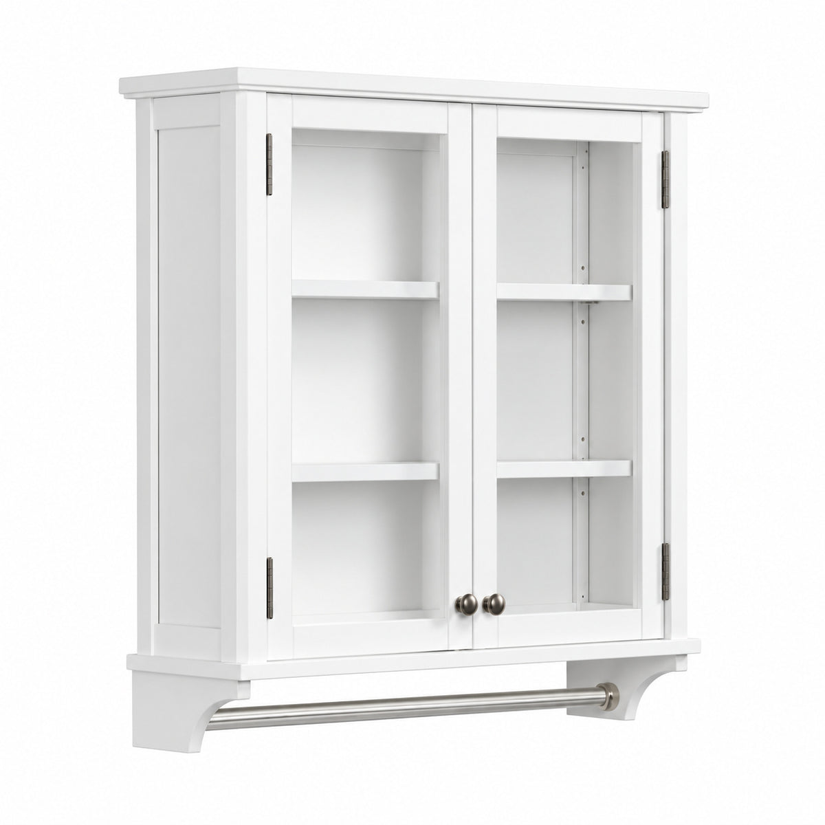 Alaterre Furniture Dorset Bath 27 in W x 8 in D x 29 in H White Pine Wall Mounted Bath Storage Cabinet with Towel Rod