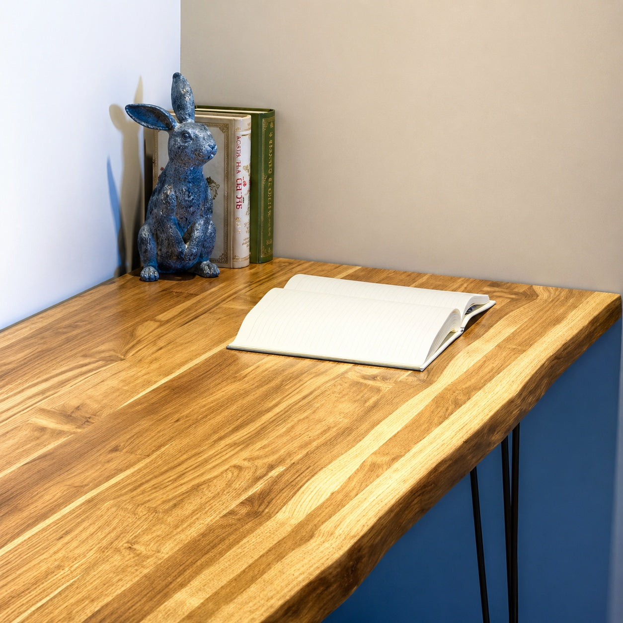 Hardwood Reflections 5 ft L x 30 in D Finished Teak Solid Wood Butcher Block Desktop Countertop with Live Edge