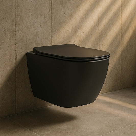 Swiss Madison St. Tropez Wall-Hung 1-Piece 1.28 GPF Dual Flush Elongated Toilet in Matte Black, Seat Included