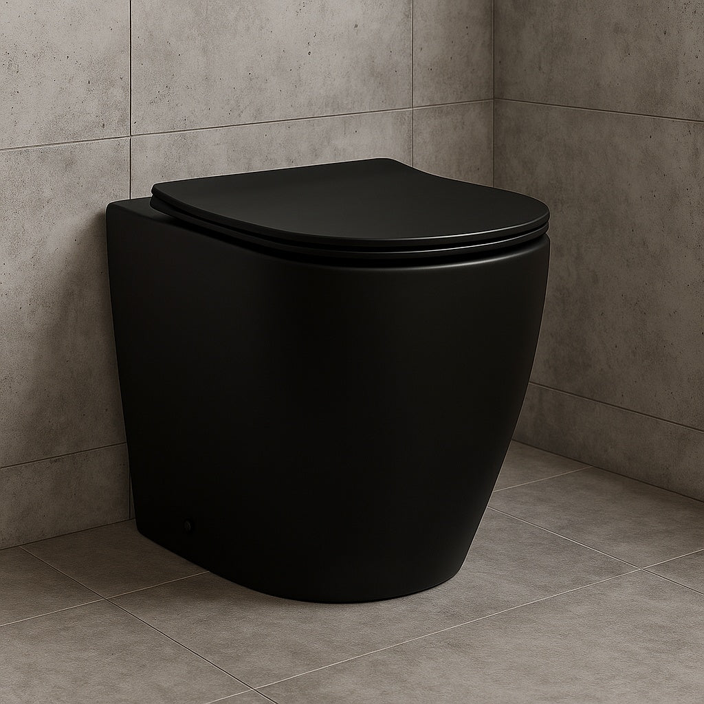 St. Tropez 1-Piece 1.28 GPF Dual Flush Elongated Toilet in Matte Black, Seat Included