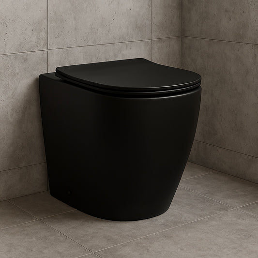 St. Tropez 1-Piece 1.28 GPF Dual Flush Elongated Toilet in Matte Black, Seat Included