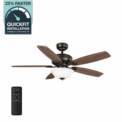Hampton Bay Southwind II 52 in Indoor LED Bronze Ceiling Fan with Light Kit Reversible Blades and Remote Control