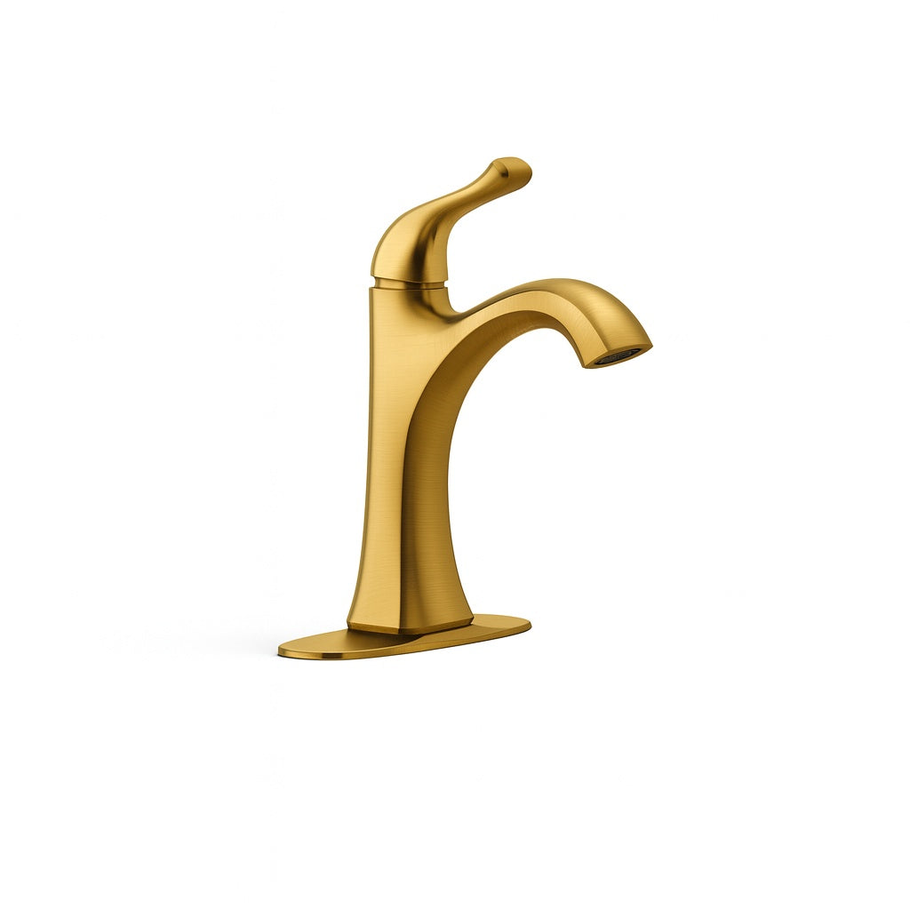 KOHLER Sundae Single Handle Single Hole Bathroom Faucet in Vibrant Brushed Moderne Brass