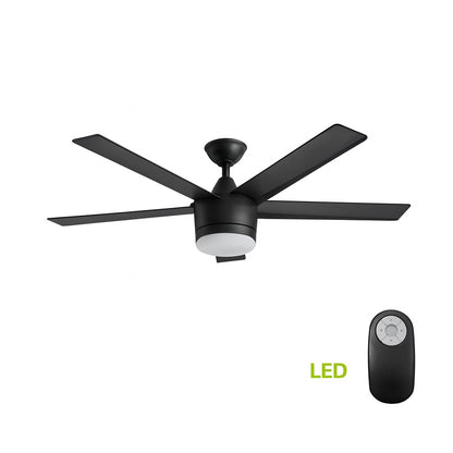 Home Decorators Collection Windward IV 52 in Indoor LED Matte Black Ceiling Fan with Dimmable Light Kit Remote Control and Reversible Motor