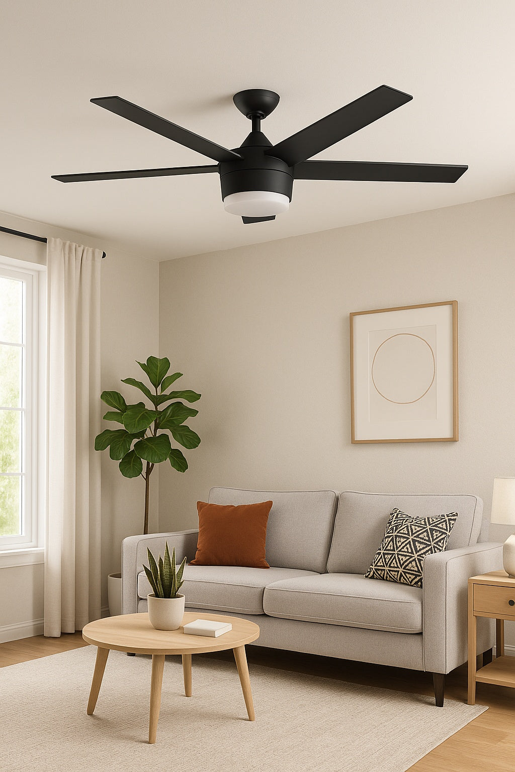 Home Decorators Collection Windward IV 52 in Indoor LED Matte Black Ceiling Fan with Dimmable Light Kit Remote Control and Reversible Motor