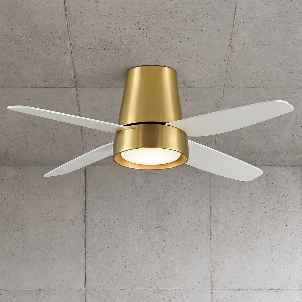 Hugh 52 in. LED Indoor Brushed Brass Ceiling Fan with White Blades 38710 HBC