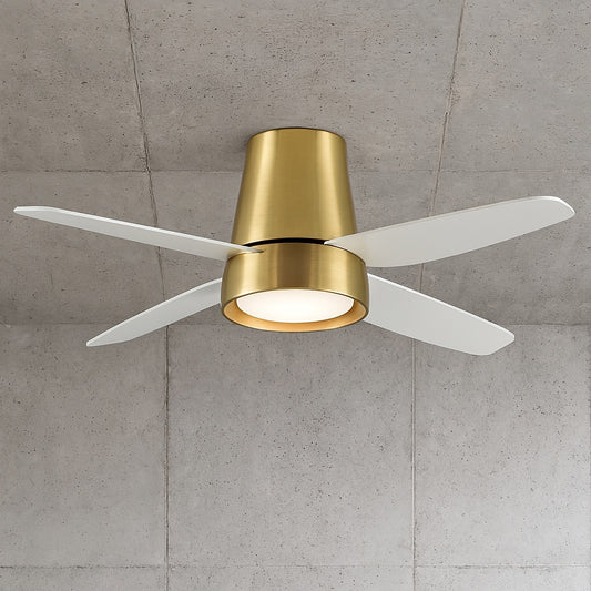 Hugh 52 in. LED Indoor Brushed Brass Ceiling Fan with White Blades 38710 HBC