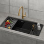Everest Black Granite Composite 32 in. Single Bowl Undermount Kitchen Sink with Accessories