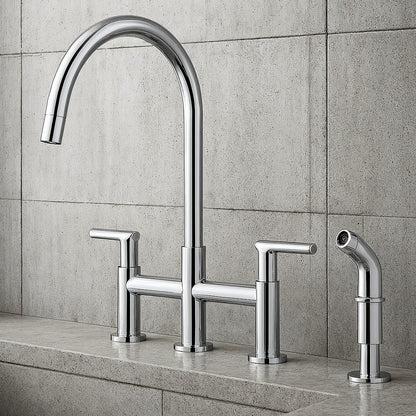 Parma Double Handle Bridge Kitchen Faucet with Side Spray in Polished Chrome D424458