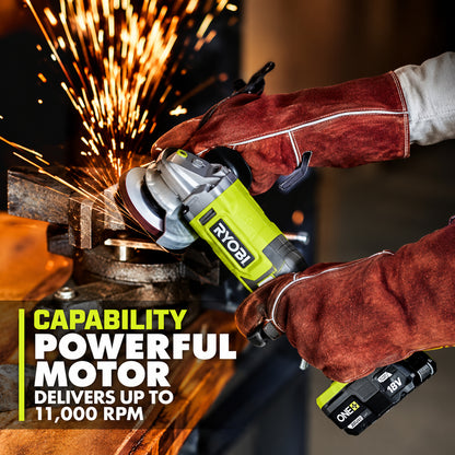 RYOBI ONE 18V Cordless 4 1 2 in Angle Grinder Tool Only PCL445B
