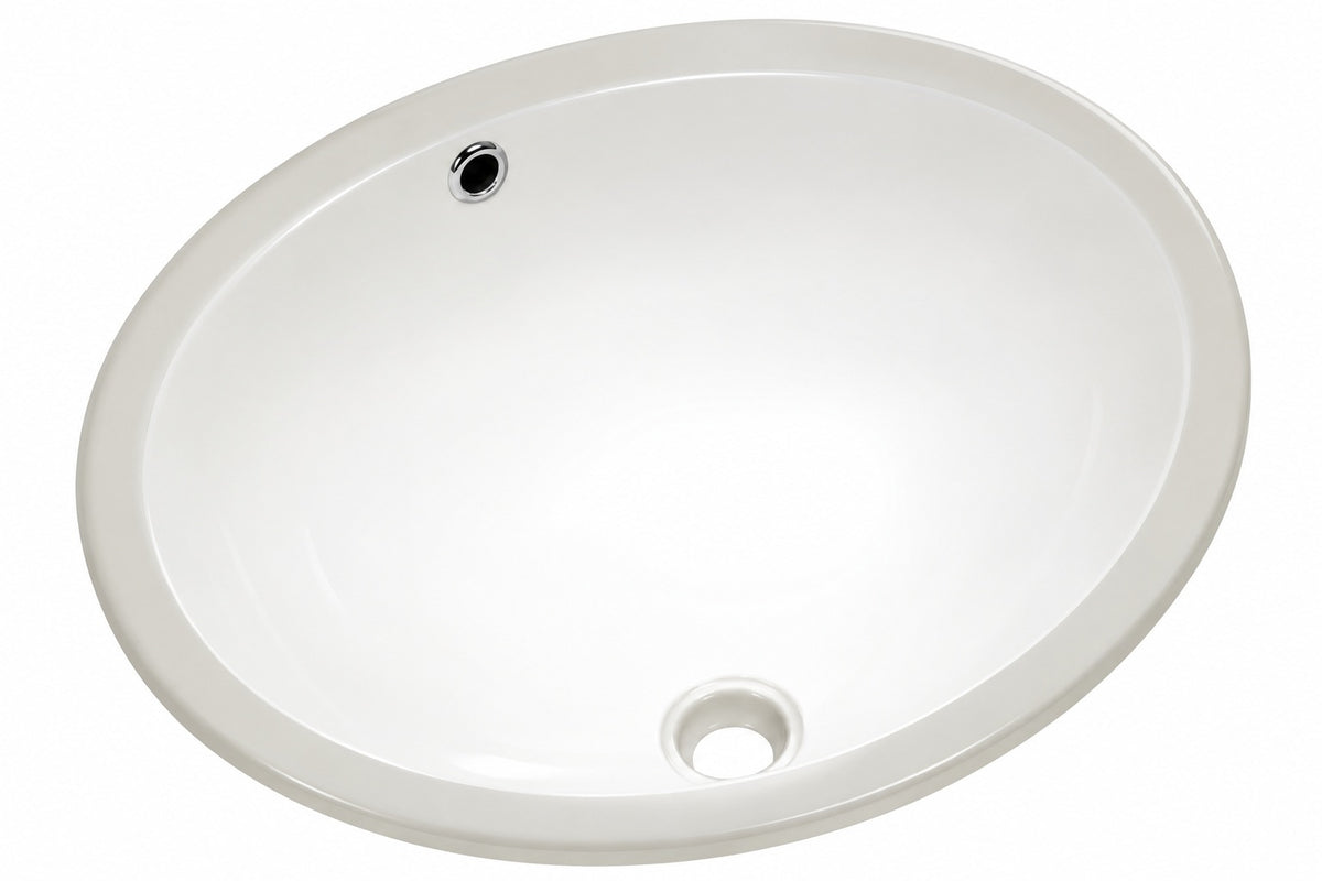 LORDEAR 19 in Oval Porcelain Undermount Bathroom Vessel Sink in White with Overflow HUY1916