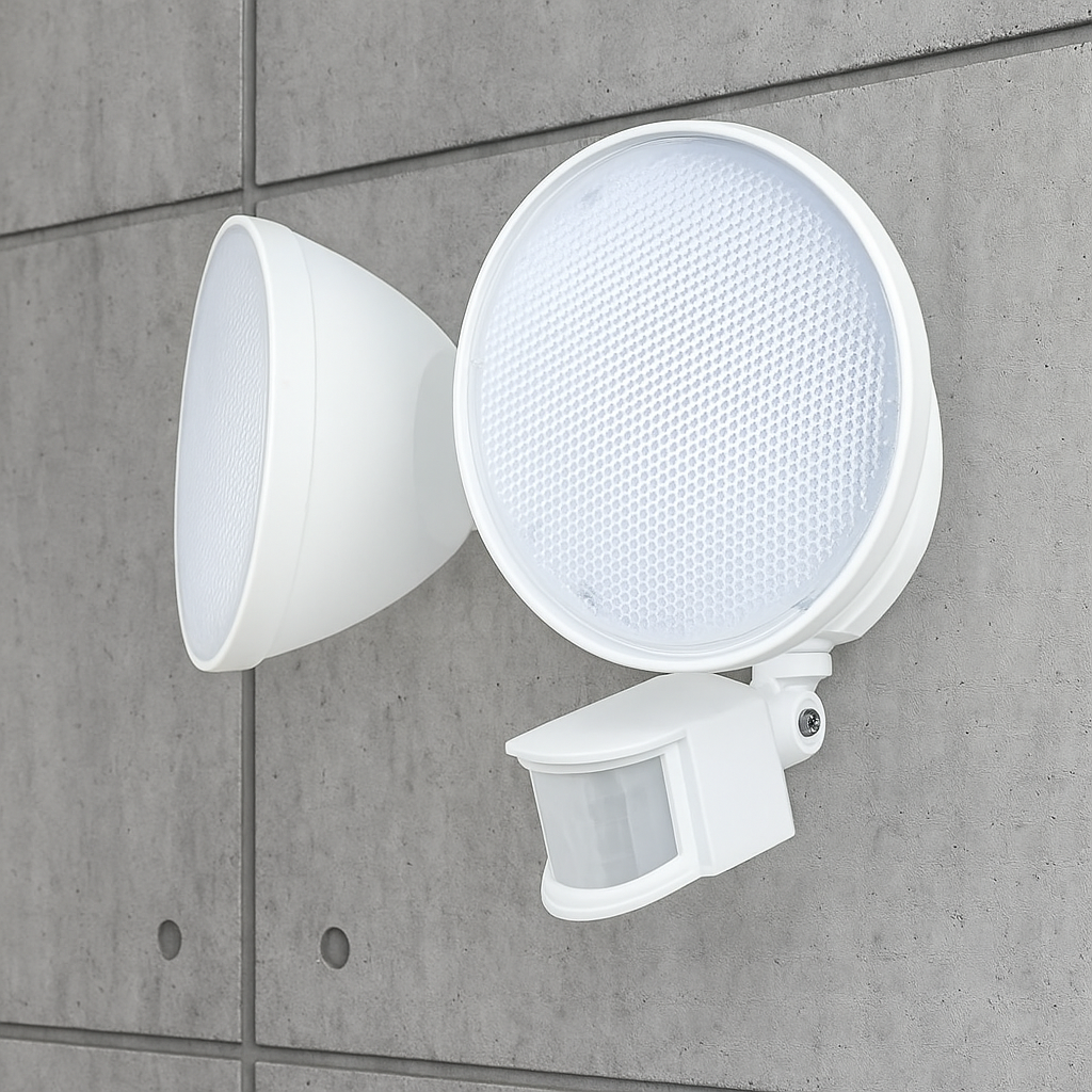 LUTEC 2 Head 250 Watt Equivalent Integrated LED White Outdoor Security Area Light with Motion Sensor 7635202053/318639763 6939412013237 LUTEC