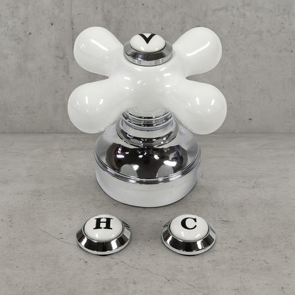 Universal Fit Faucet Handle in Chrome with Porcelain Button 37939