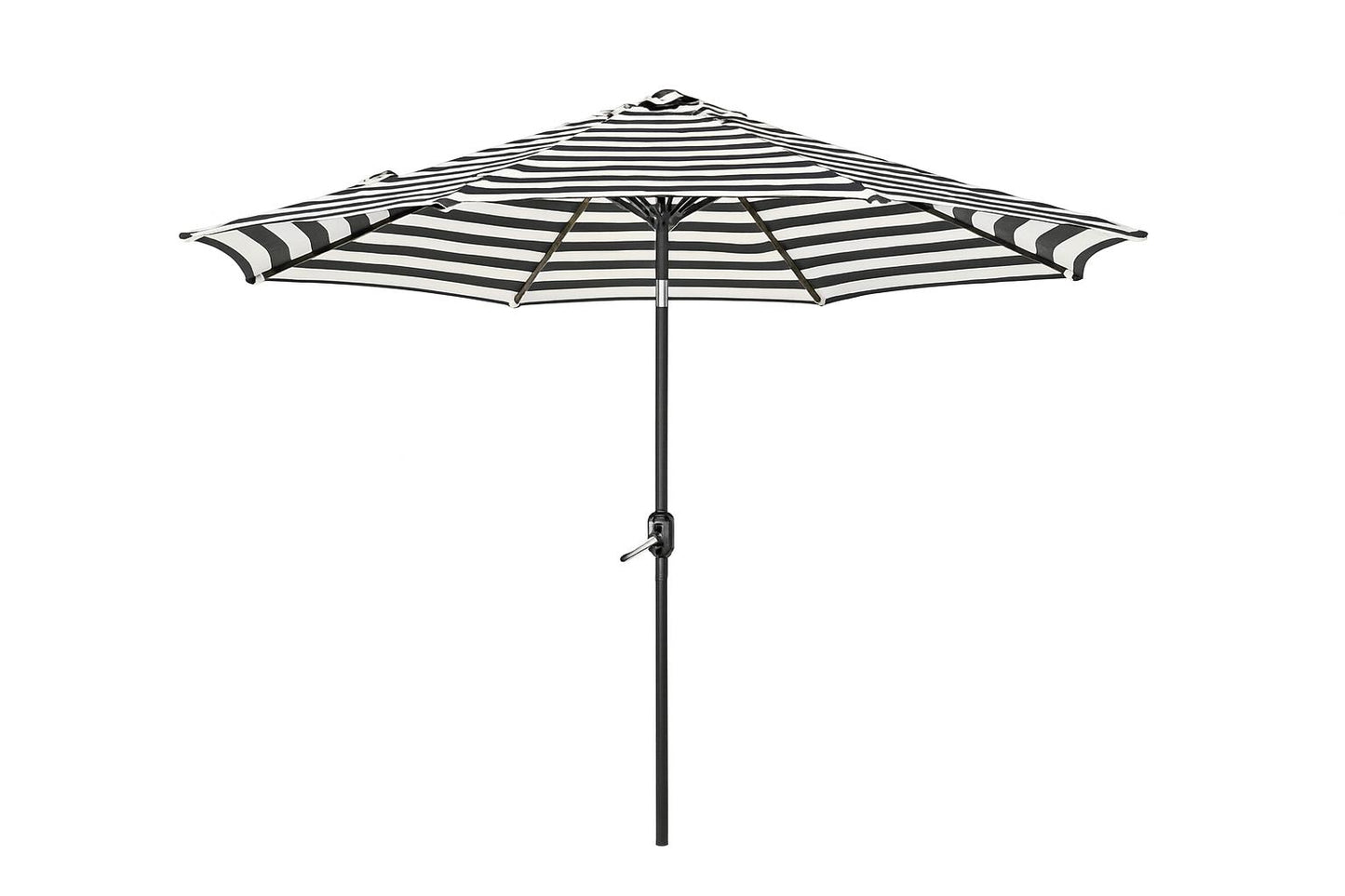 WESTIN OUTDOOR Tristen 9 ft Outdoor Patio Crank and Tilt Market Table Umbrella in Black White Stripe
