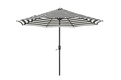 WESTIN OUTDOOR Tristen 9 ft Outdoor Patio Crank and Tilt Market Table Umbrella in Black White Stripe