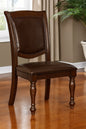 Furniture of America Pridore Transitional Brown Cherry Faux Leather Padded Side Dining Chair (Set of 2)