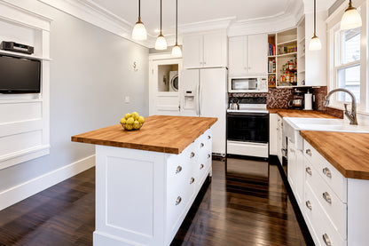 Hampton Bay 5 ft L x 30 in D Finished Engineered Oak Butcher Block Desktop Countertop with Standard Edge PWDBAB387621524