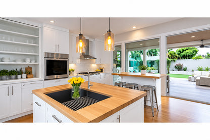 Hampton Bay 6 ft L x 25 in D Finished Engineered Birch Butcher Block Countertop with Standard Edge PWBRAB386351880