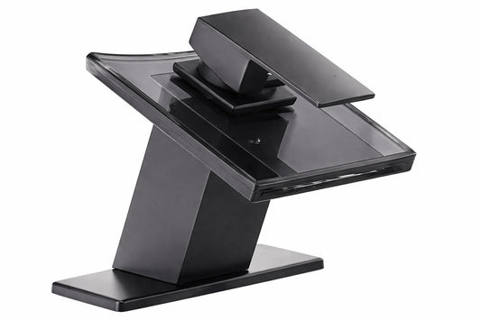 BWE Glass Spout Waterfall Single Hole Single Handle Bathroom Sink Faucet With Pop Up Drain With Overflow In Matte Black