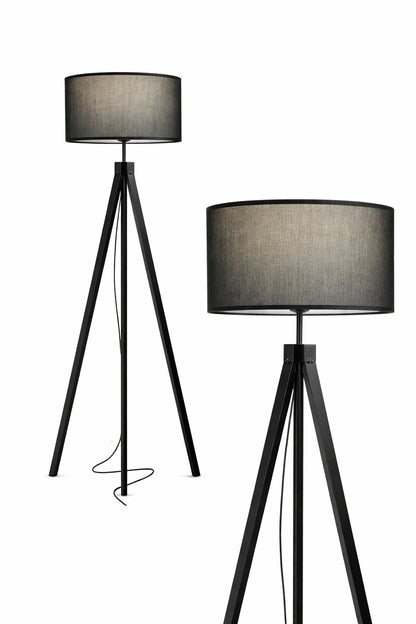 Brightech Eden 58 in Classic Black Traditional 1 Light 3 Way Dimming LED Floor Lamp with Black Fabric Drum Shade