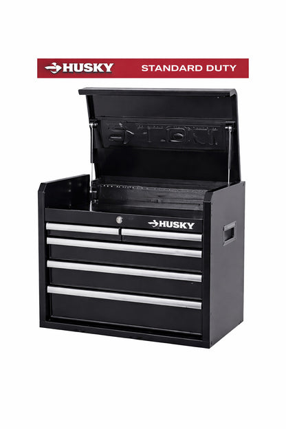 Husky Tool Storage 26 in W x 16 in D 5 Drawer Gloss Black Top Tool Chest