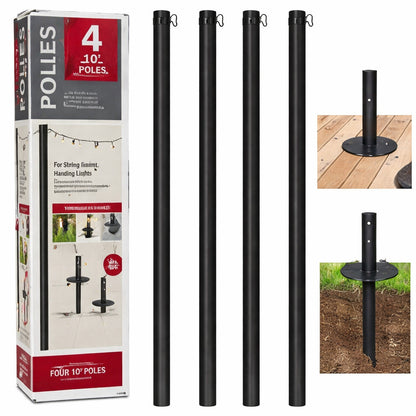 Excello Global Products Four 10 Ft String Light Poles