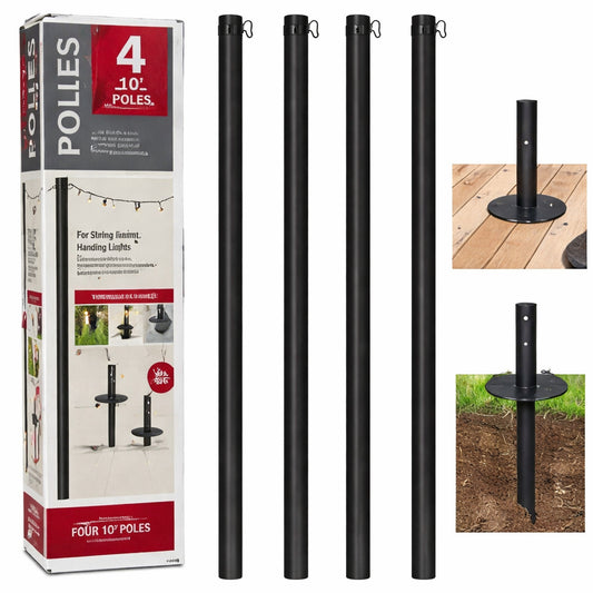 Excello Global Products Four 10 Ft String Light Poles